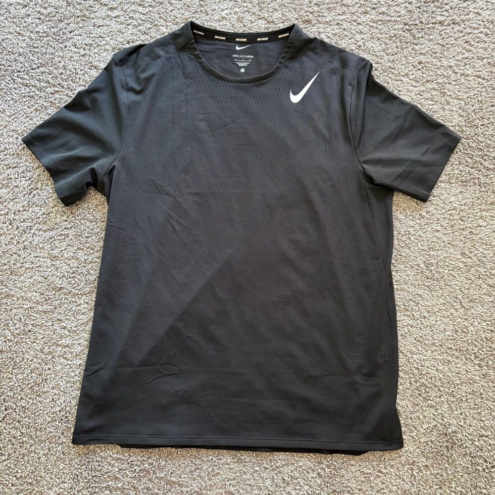 NIKE Aeroswift Running Top Shirt  Black White Dri-Fit ADV Mens Medium HJ3377-010